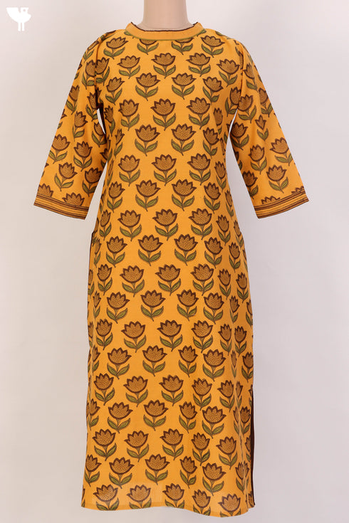 Khaadi Cotton KurtaAnd Kota Doria Dupatta With Floral Block Print