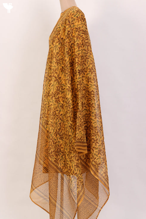 Khaadi Cotton KurtaAnd Kota Doria Dupatta With Floral Block Print