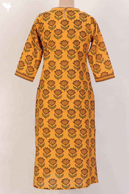 Khaadi Cotton KurtaAnd Kota Doria Dupatta With Floral Block Print