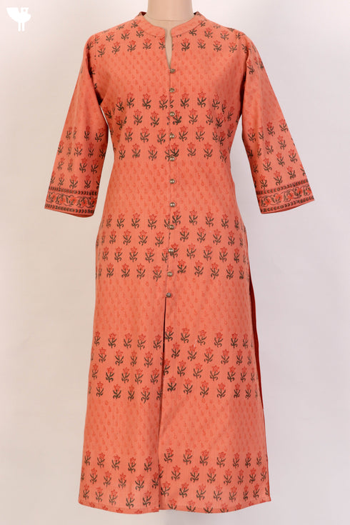 Khaadi Cotton Kurta And Kota Doria Dupatta Set In Floral Block Print