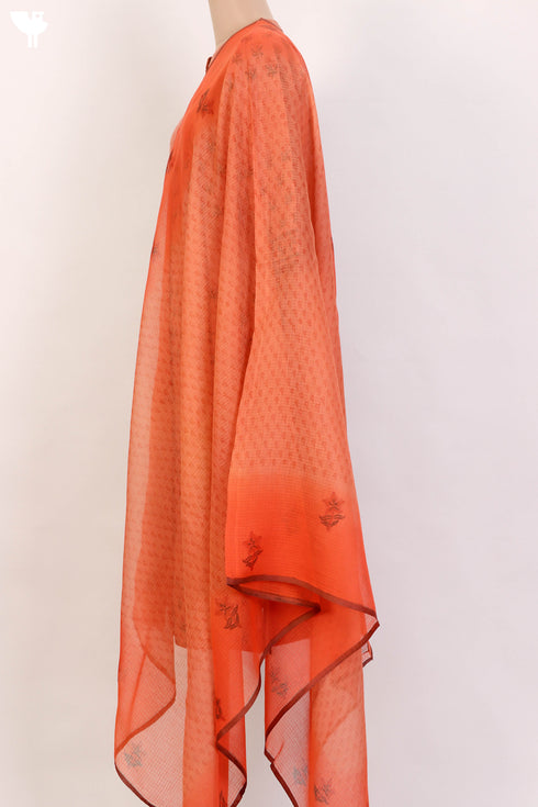Khaadi Cotton Kurta And Kota Doria Dupatta Set In Floral Block Print