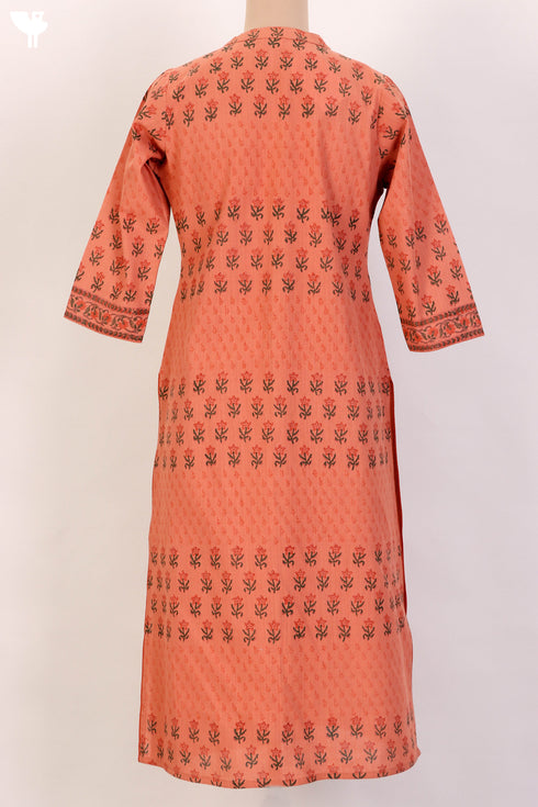 Khaadi Cotton Kurta And Kota Doria Dupatta Set In Floral Block Print