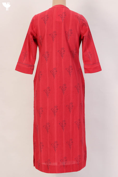 Khaadi Cotton Kurta And Kota Doria Dupatta Set In Floral Block Print