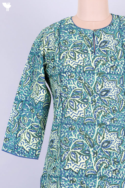 Khaadi Cotton Kurta And Kota Doria Dupatta Set In Floral Block Print