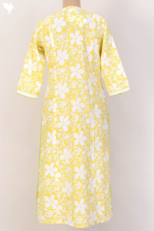 Khaadi Cotton KurtaAnd Kota Doria Dupatta With Floral Block Print