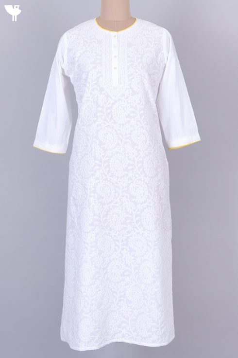 Terry Voile Chikankari Embroidered Kurta With Chanderi Silk Dupatta