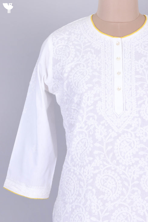 Terry Voile Chikankari Embroidered Kurta With Chanderi Silk Dupatta