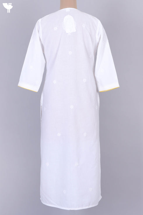 Terry Voile Chikankari Embroidered Kurta With Chanderi Silk Dupatta