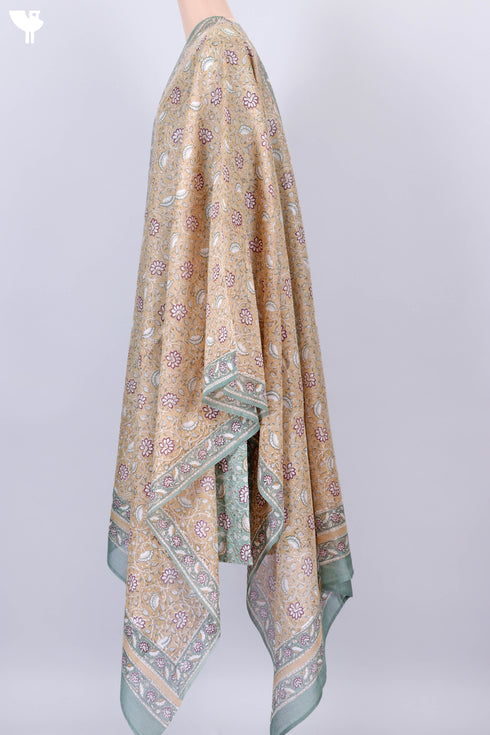 Chanderi Silk Kurta And Dupatta Set In Floral Block Print