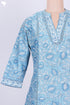 Chanderi Silk Kurta With Dupatta In Steel Blue Floral Block Print