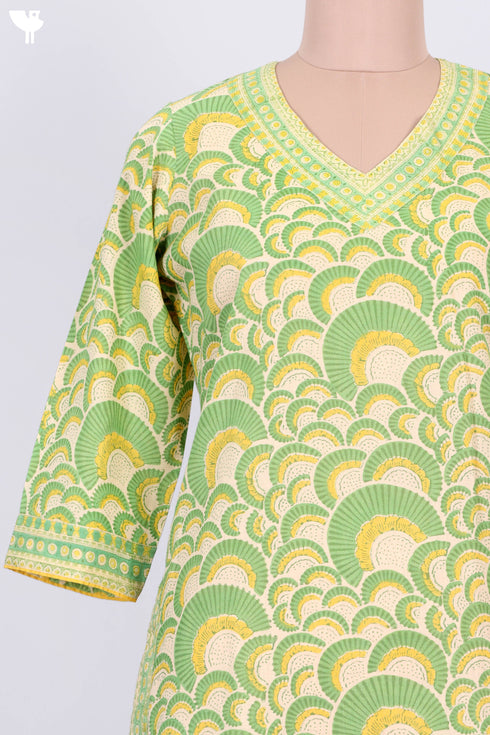 Terry Voile Kurta With Chiffon Dupatta In Block Print