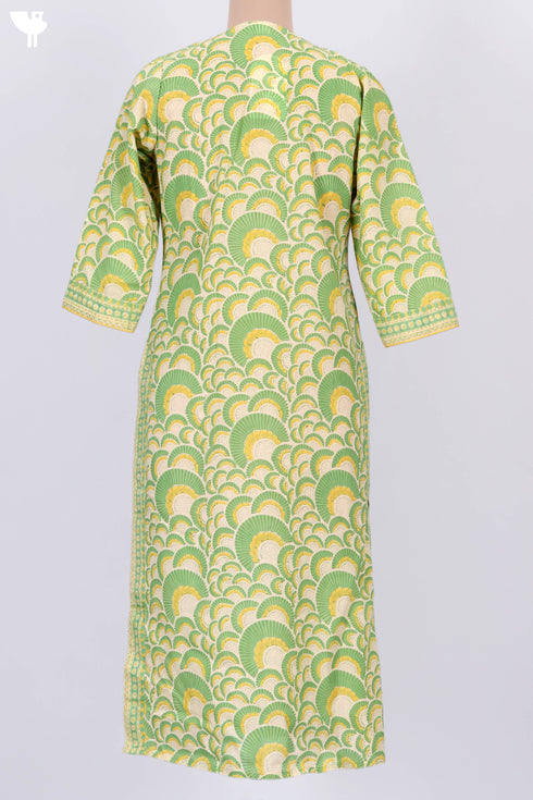 Terry Voile Kurta With Chiffon Dupatta In Block Print