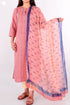 Terry Voile Kurta With Chiffon Dupatta In Block Print