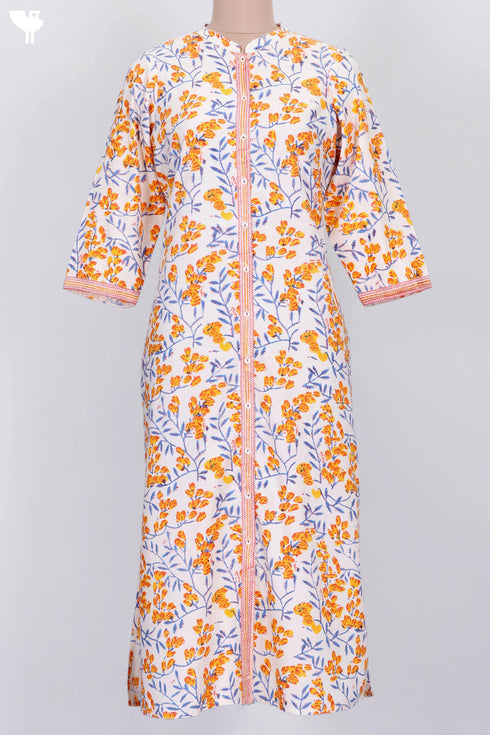 Bizzy Lizzy Kurta and Chiffon Dupatta In Floral Block Print