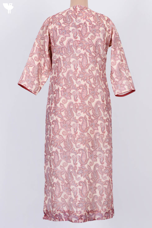 Kota Doria Kurta And Dupatta In Paisley Block Print