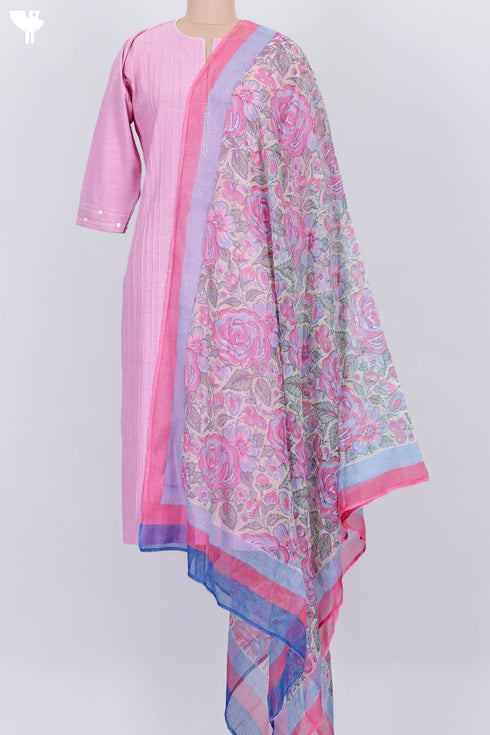 Khaadi Kurta With Kota Doria Dupatta in Floral Block Print