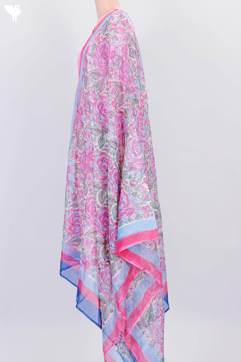 Khaadi Kurta With Kota Doria Dupatta in Floral Block Print