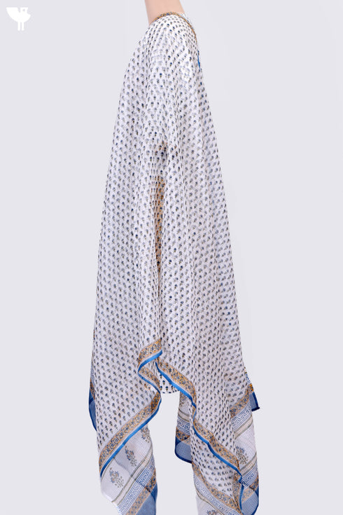 Slub Cotton Kurta and Kota Doria Dupatta In Traditional Block Print