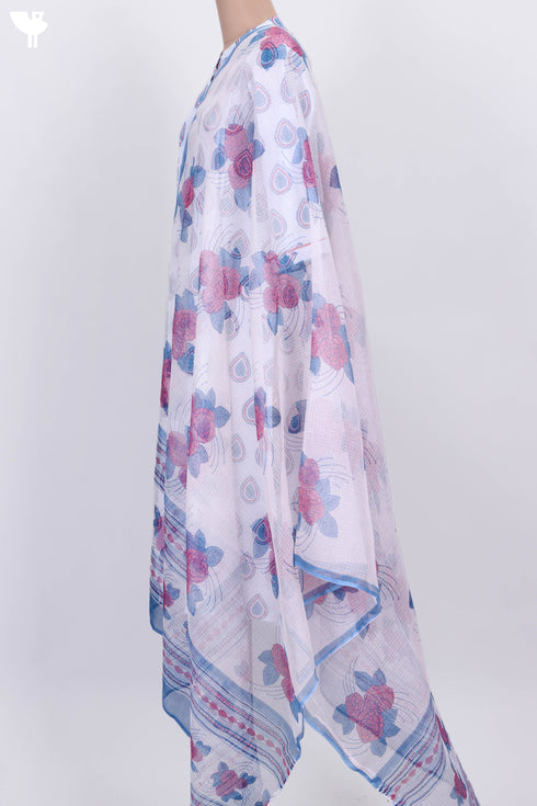 Cambric Cotton Kurta With Kota Dupatta In Graphic Block Print