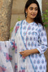 Cambric Cotton Kurta With Kota Dupatta In Graphic Block Print