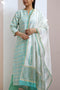 Chanderi Silk Kurta With Dupatta in GraphicBlock Print