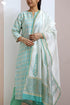 Chanderi Silk Kurta With Dupatta in GraphicBlock Print