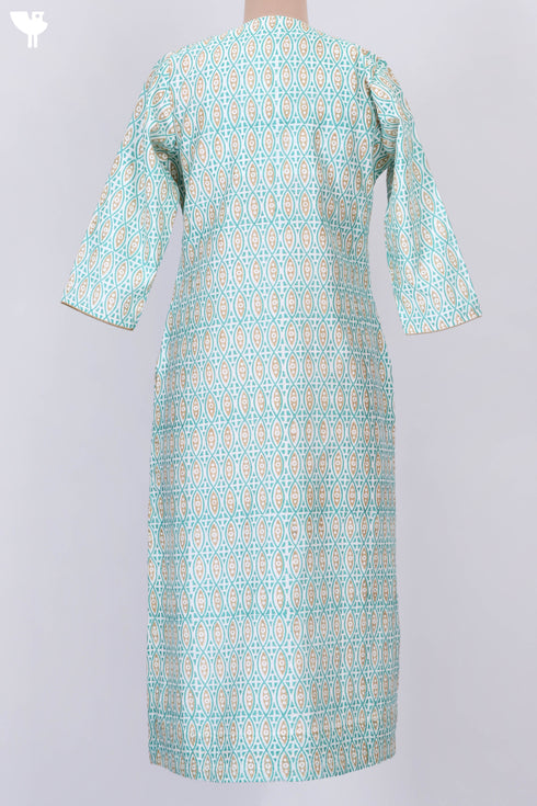 Chanderi Silk Kurta With Dupatta in GraphicBlock Print