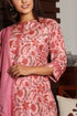 Chanderi Silk Kurta With Dupatta In Floral Block Print