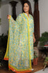 Cambric Cotton Kurta With Kota Dupatta In Floral Block Print
