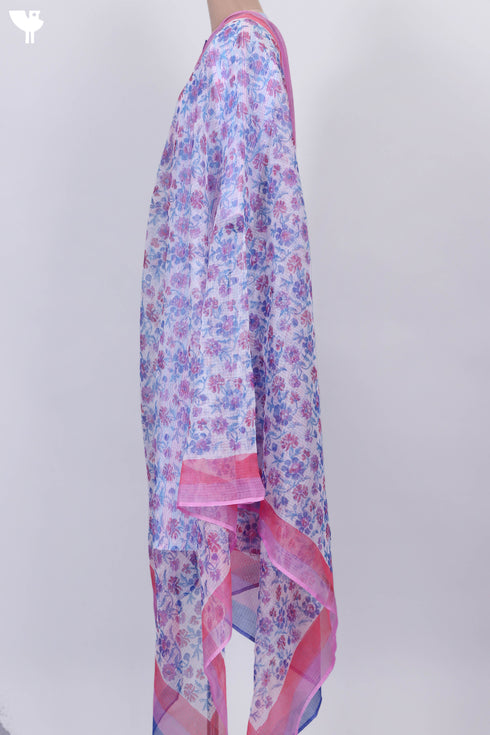 Cambric Cotton Kurta With Kota Dupatta In Graphic Block Print