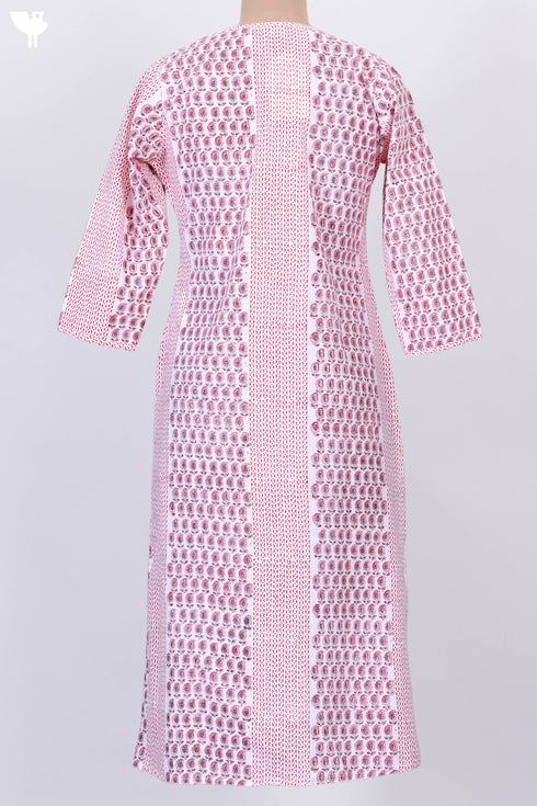 Cambric Cotton Kurta With Kota Dupatta In Traditional Block Print