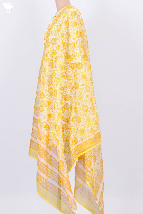 Cambric Cotton Kurta With Kota Dupatta In Floral Block Print