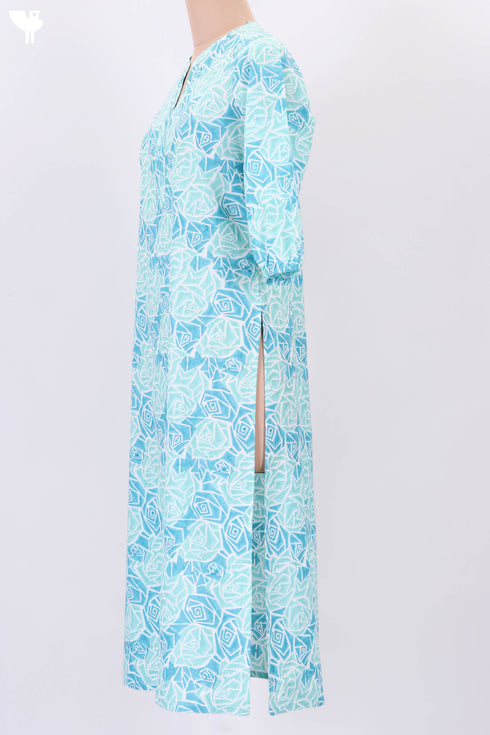 Cambric Cotton Kurta With Kota Dupatta In Graphic Block Print