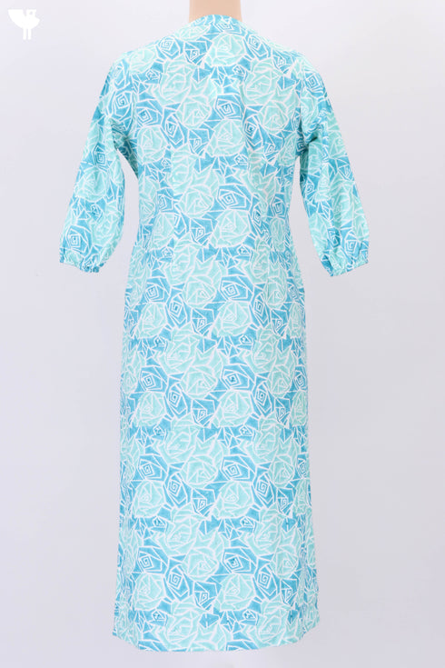 Cambric Cotton Kurta With Kota Dupatta In Graphic Block Print