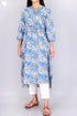 Cambric Cotton Kurta With Kota Dupatta In Floral Block Print