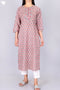 Cambric Cotton Kurta With Kota Dupatta In Floral Block Print