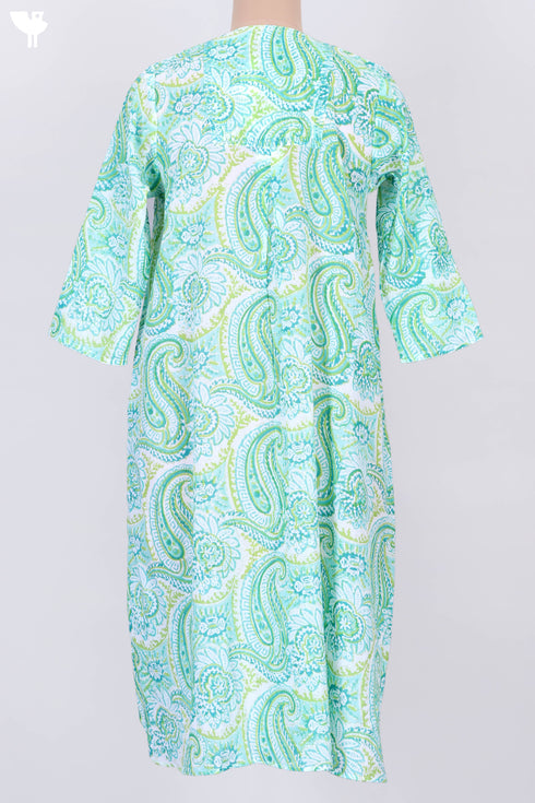 Mulmul Cotton Kurta With Kota Doria Dupatta In Paisley Block Print