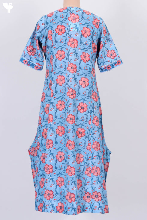 Mulmul Cotton Kurta and Kota Doria Dupatta In Floral Block Print