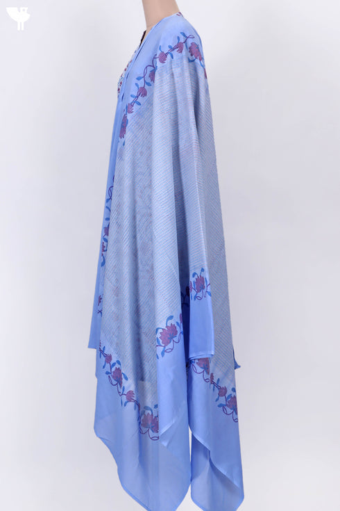 Cambric Cotton Kurta With Mulmul Dupatta In Floral Block Print