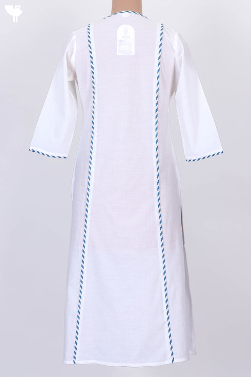 Slub Cotton Paneled Kurta With Kota Doria Dupatta In Floral Block Print