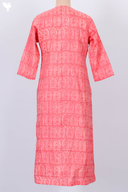 Terry Voile Paneled Kurta And Chiffon Dupatta In Block Print
