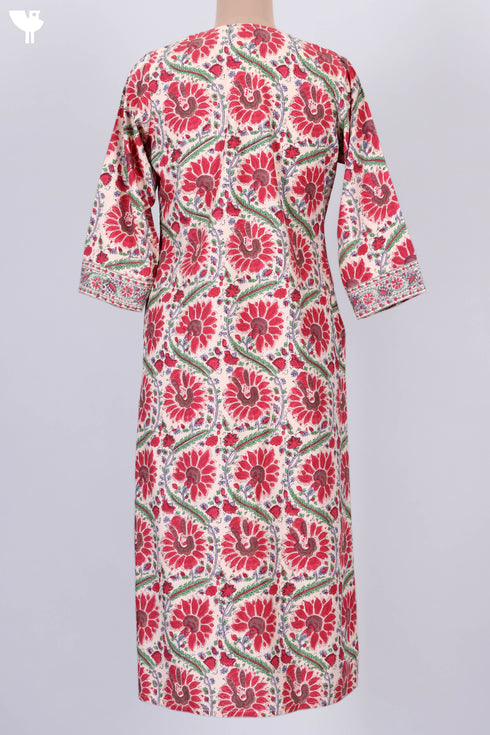Bizzy Lizzy Kurta With Chiffon Dupatta in Floral Block Print