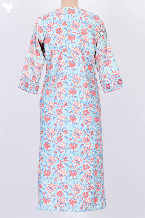 Bizzy Lizzy Kurta With Chiffon Dupatta in Floral Block Print