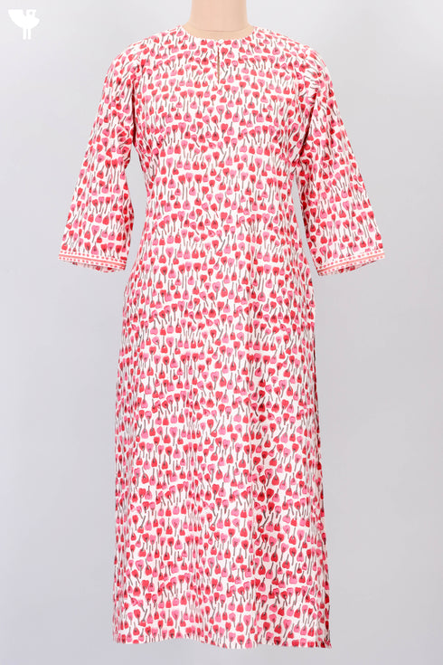 Bizzy Lizzy Kurta With Chiffon Dupatta in Floral Block Print