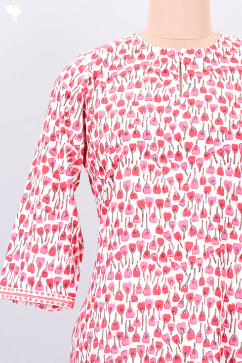 Bizzy Lizzy Kurta With Chiffon Dupatta in Floral Block Print