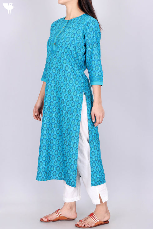 Bizzy Lizzy Kurta With Chiffon Dupatta in Block Print