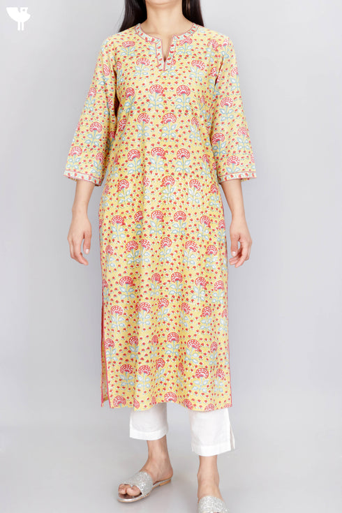 Bizzy Lizzy Kurta With Chiffon Dupatta in Block Print