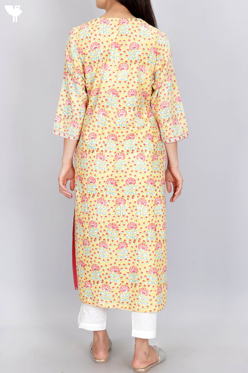Bizzy Lizzy Kurta With Chiffon Dupatta in Block Print