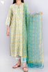 Bizzy Lizzy Kurta With Chiffon Dupatta in Floral Block Print
