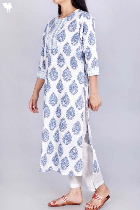 Bizzy Lizzy Kurta With Chiffon Dupatta in Block Print
